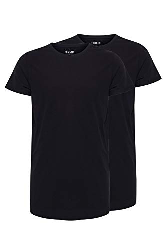 Solid Longo Herren T-Shirt Kurzarm Shirt Basic Multipack mit Rundhalsausschnitt, Größe:S, Farbe:Black (9000) von Solid