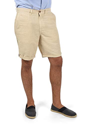 Solid SDLoras Herren Leinenshorts Kurze Leinenhose Bermuda mit Gürtelschlaufen Regular fit, Größe:M, Farbe:Bleached Sand (790180) von Solid