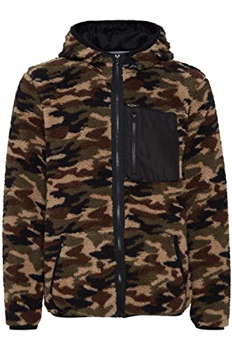 Solid Luka Fleecejacke Herren Übergangsjacke Fleece Jacke mit Teddy Fell mit Kapuze Regular Fit, Größe:L, Farbe:Camouflage (700094) von Solid