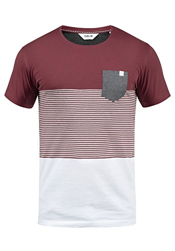 Solid Malte Herren T-Shirt Kurzarm Shirt Mit Streifen Und Rundhals, Größe:S, Farbe:Wine Red (0985) von Solid
