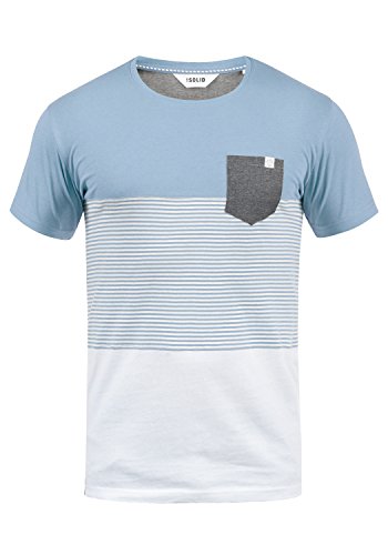 Solid Malte Herren T-Shirt Kurzarm Shirt Mit Streifen Und Rundhals, Größe:XL, Farbe:Sky Blue (1025) von Solid