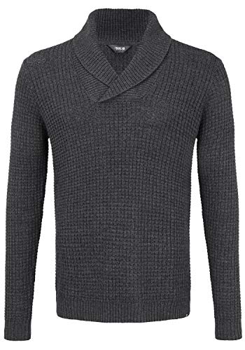 !Solid Mapari Herren Strickpullover Grobstrick Pullover mit Schalkragen, Größe:M, Farbe:Dark Grey Melange (1940071) von !Solid