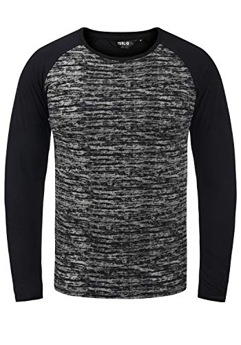 Solid Mevan Herren Longsleeve Langarmshirt Shirt im Baseball-Look, Größe:L, Farbe:Black (9000) von Solid