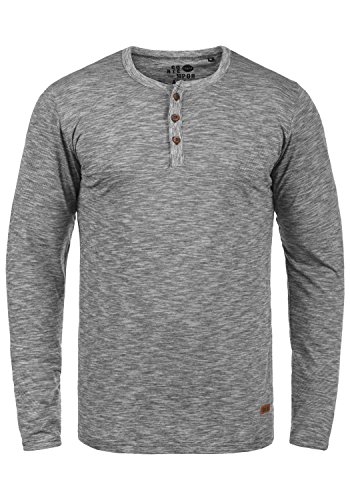 Solid SDMigos Herren Longsleeve Langarmshirt Shirt mit Grandad-Ausschnitt 100% Baumwolle, Größe:M, Farbe:Black (9000) von Solid