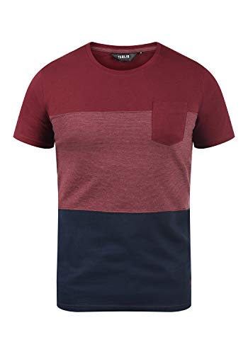 Solid Mingo T-Shirt Kurzarm Shirt mit Streifen, Größe:L, Farbe:Wine Red (0985) von Solid