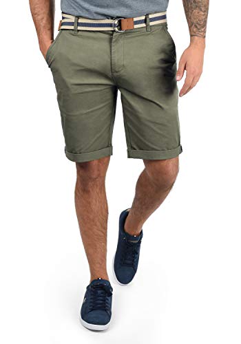 Solid SDMonty Herren Chino Shorts Bermuda Kurze Hose mit Gürtel und Stretch, Größe:L, Farbe:Dusty Oliv (3784) von Solid