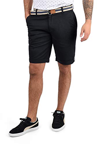 Solid SDMonty Herren Chino Shorts Bermuda Kurze Hose mit Gürtel und Stretch, Größe:S, Farbe:Black (9000) von Solid