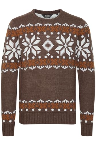 !Solid SDNorwig Herren Weihnachtspullover Norweger-Pullover Winter Strickpullover Grobstrick Pullover mit Stretch Rundhals-Ausschnitt Regular fit, Größe:M, Farbe:Coffee Bean Melange (8973) von !Solid