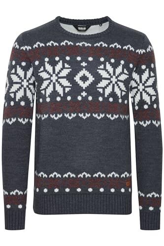 !Solid SDNorwig Herren Weihnachtspullover Norweger-Pullover Winter Strickpullover Grobstrick Pullover mit Stretch Rundhals-Ausschnitt Regular fit, Größe:M, Farbe:Insignia Blue Melange (8991) von !Solid