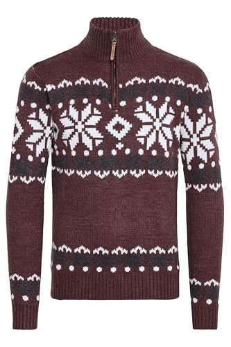 !Solid SDNorwin Herren Strickpullover Troyer Grobstrick Pullover mit Stehkragen Regular fit, Größe:S, Farbe:Wine Red Melange (8985) von !Solid
