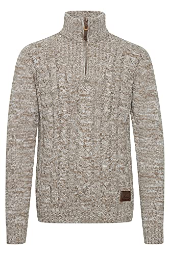 !Solid Pankraz Herren Winter Pullover Strickpullover Troyer Grobstrick mit Zopfstrickmuster und Reißverschluss, Größe:XL, Farbe:Dune (5409) von !Solid