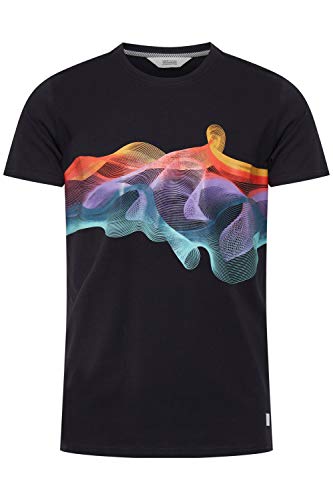 Solid Pedro Herren T-Shirt Kurzarm Shirt mit Print und Rundhalsausschnitt Regular Fit, Größe:L, Farbe:Black (194007) von Solid