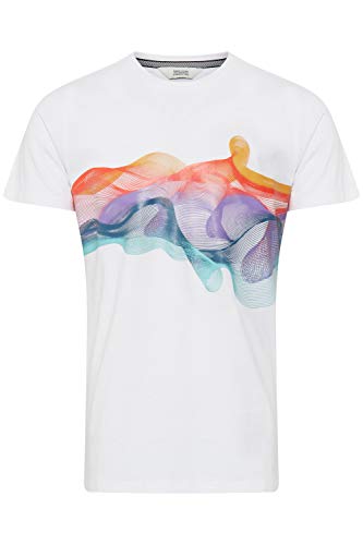 Solid Pedro Herren T-Shirt Kurzarm Shirt mit Print und Rundhalsausschnitt Regular Fit, Größe:L, Farbe:White (110601) von Solid