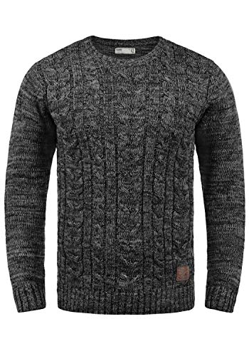 Solid Philemon Herren Winter Pullover Strickpullover Grobstrick Pullover Zopfstrick mit Rundhalsausschnitt, Größe:L, Farbe:Black (9000) von Solid