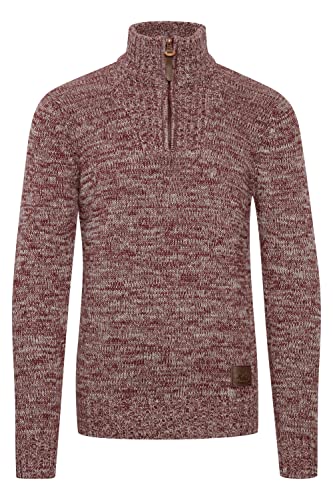 Solid Philostrate Herren Strickpullover Troyer Grobstrick Pullover Aus 100% Baumwolle Mit Reißverschluss, Größe:3XL, Farbe:Wine Red Melange (8985) von Solid