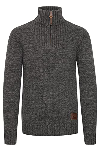 !Solid Philostrate Herren Strickpullover Troyer Grobstrick Pullover Aus 100% Baumwolle Mit Reißverschluss, Größe:L, Farbe:Dark Grey (2890) von !Solid