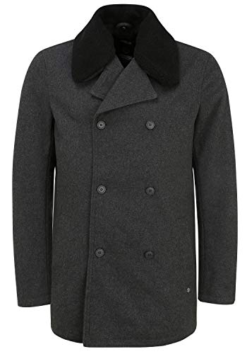 Solid Pinto Herren Wintermantel Wollmantel Winterjacke mit abnehmbarem Teddyfell-Kragen, Größe:M, Farbe:Dark Grey Melange (1940071) von Solid