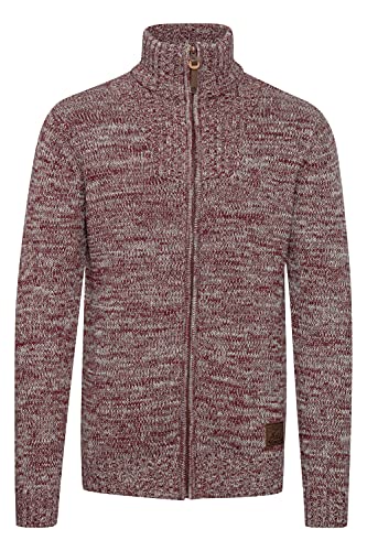 Solid Pomeroy Herren Strickjacke Cardigan Grobstrick Winter Pullover mit Stehkragen, Größe:XXL, Farbe:Wine Red Melange (8985) von Solid