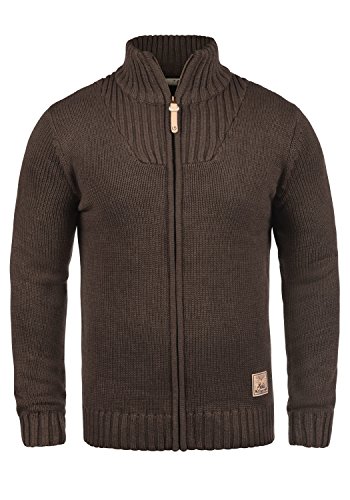 Solid Poul Herren Strickjacke Cardigan Grobstrick Winter Pullover mit Stehkragen, Größe:L, Farbe:Coffee Bean Melange (8973) von Solid