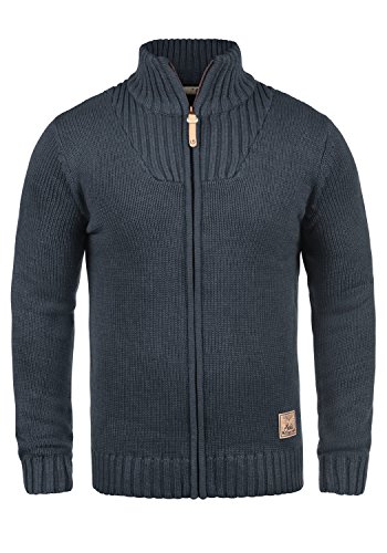 Solid Poul Herren Strickjacke Cardigan Grobstrick Winter Pullover mit Stehkragen, Größe:XXL, Farbe:Insignia Blue Melange (8991) von Solid