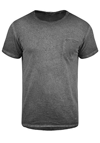 Solid Roy Herren T-Shirt Kurzarm Shirt Mit Streifen Und Rundhalsausschnitt 100% Baumwolle, Größe:L, Farbe:Black (9000) von Solid