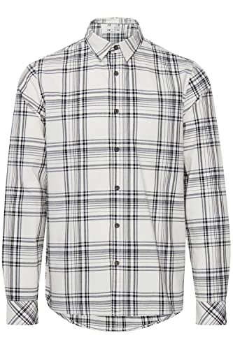 !Solid SDAlexx Check SH Herren Freizeithemd Hemd kariert mit klassischem Hemdblusenkragen aus 100% Baumwolle, Größe:L, Farbe:Off White (114201) von !Solid