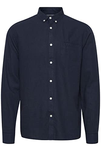 !Solid SDAllan LS SH Herren Freizeithemd aus Leinenmix Hemd Langarm unifarben mit Button-Down-Kragen Knöofe Regular fit, Größe:L, Farbe:Insignia Blue (194010) von !Solid