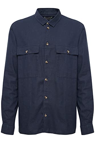 !Solid SDAllan Overshirt Herren Freizeithemd Hemd Überhemd Hemdjacke Unifarben Brusttaschen Hochwertige Leinen-Viskose-Qualität, Größe:L, Farbe:Insignia Blue (194010) von !Solid