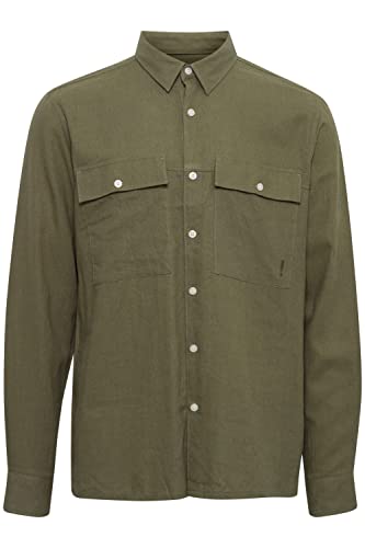 !Solid SDAllan Overshirt Herren Freizeithemd Hemd Überhemd Hemdjacke Unifarben Brusttaschen Hochwertige Leinen-Viskose-Qualität, Größe:XXL, Farbe:Deep Lichen Green (180312) von !Solid