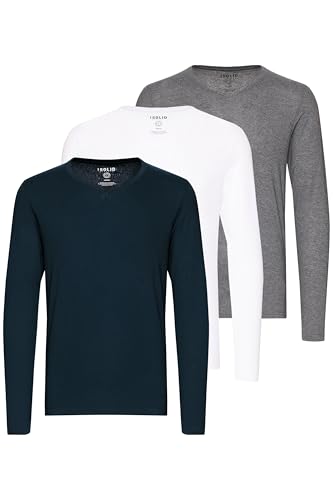 !Solid SDBasil Herren Longsleeve Langarmshirt Basic Shirt im 2er Pack oder 3 er Pack mit V- Ausschnitt 3er Pack Baumwollmischung Slim fit, Größe:M, Farbe:3er-Box-1 !Solid SDBasil Herren Longsleeve Langarmshirt Basic Shirt im 2er Pack oder 3 er Pack mit V- Ausschnitt 3er Pack Baumwollmischung Slim fit, Größe:M, Farbe:3er-Box-1 von !Solid