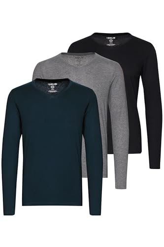 !Solid SDBasil Herren Longsleeve Langarmshirt Basic Shirt im 2er Pack oder 3 er Pack mit V- Ausschnitt 3er Pack Baumwollmischung Slim fit, Größe:M, Farbe:3er-Box-4 !Solid SDBasil Herren Longsleeve Langarmshirt Basic Shirt im 2er Pack oder 3 er Pack mit V- Ausschnitt 3er Pack Baumwollmischung Slim fit, Größe:M, Farbe:3er-Box-4 von !Solid