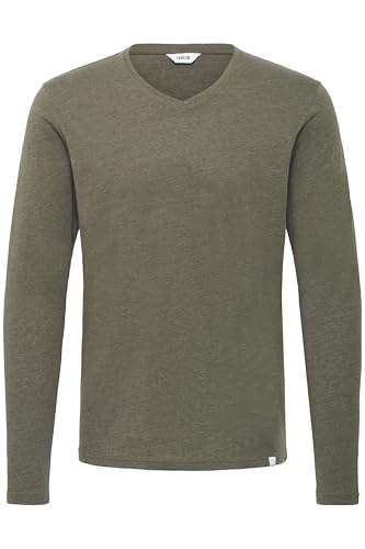 !Solid SDBeda Herren Longsleeve Langarmshirt Shirt mit V-Ausschnitt Baumwollmischung Regular fit, Größe:L, Farbe:Ivy Green Melange (8797) von !Solid