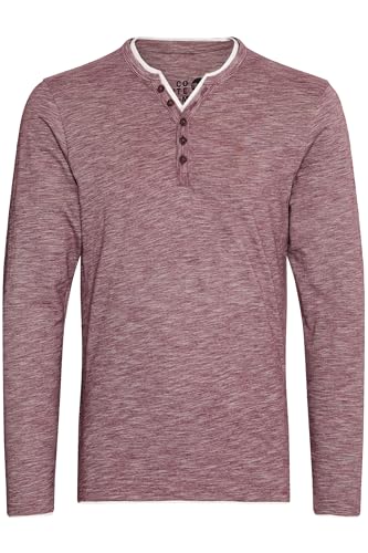 !Solid SDBelagos Herren Longsleeve Langarmshirt Shirt mit Grandad-Ausschnitt 100% Baumwolle Regular fit, Größe:L, Farbe:Wine Red (0985) von !Solid