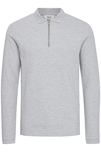 !Solid SDBrogan Herren Longsleeve Langarmshirt Shirt mit Polo-Kragen, Größe:L, Farbe:Light Grey Melange (1541011) von !Solid