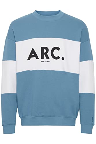 !Solid SDCaius Herren Sweatshirt Pullover Pulli mit Rundhalsausschnitt O-Neck Color Block Design Print, Größe:2XL, Farbe:Provincial Blue (184220) von !Solid
