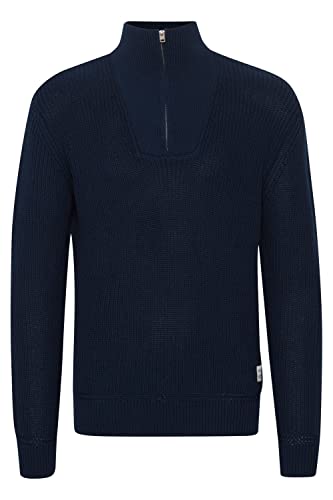 !Solid SDChristo Herren Strickpullover Troyer Feinstrick Pullover mit Stehkragen und Reißverschluss Struktur Strick, Größe:S, Farbe:Insignia Blue (194010) von !Solid