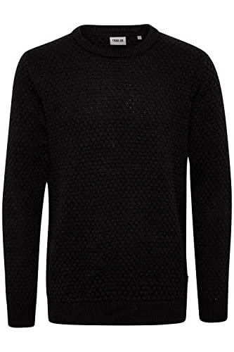 !Solid SDClive Herren Strickpullover Feinstrick Pullover mit Rundhalsausschnitt O-Neck und Struktur Strick, Größe:L, Farbe:True Black (194008) von !Solid