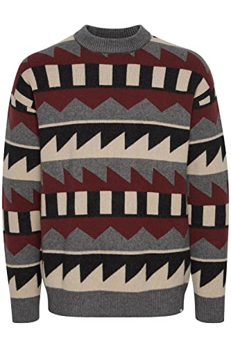 !Solid SDDeshan Herren Strickpullover Feinstrick Pullover Pulli Rundhalsausschnitt O-Neck mit Muster Oversize, Größe:M, Farbe:Port (191525) von !Solid