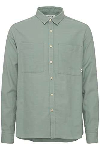 !Solid SDFennec Overshirt Herren Freizeithemd Hemd Überhemd Hemdjacke Unifarben Brusttaschen Hochwertige Baumwoll-Viskose-Qualität, Größe:M, Farbe:Lily Pad (165807) von !Solid