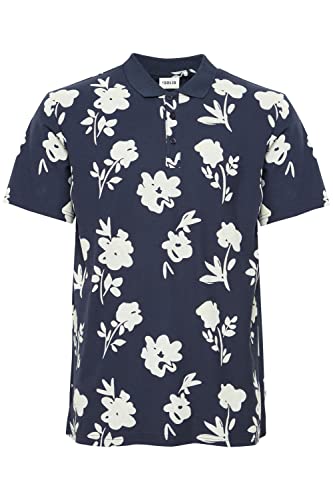 !Solid SDFitz Herren Poloshirt Polohemd Pikee Pique-Qualität Mit Blumenmuster Knopfleiste Regular Fit hochwertiger Baumwoll-Piquee, Größe:L, Farbe:Insignia Blue (194010) von !Solid
