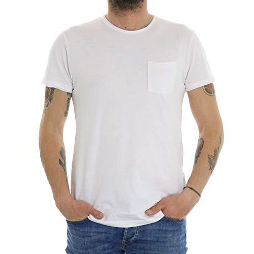 !Solid SDGaylin Herren T-Shirt Kurzarm Shirt T-Shirt mit Rundhalsausschnitt offene Kante am Auschnitt aufgesetzte Tasche hochwertige Baumwoll-Qualität, Größe:2XL, Farbe:White (790001) von !Solid
