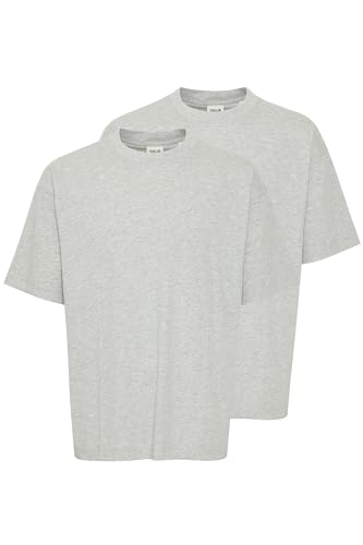 !Solid SDMalle Herren 2Pack T-Shirt Shirt Kurzarm Rundhals Basic Multipack Oversize 100% Baumwolle, Größe:L, Farbe:LGM/LGM (204034) von !Solid