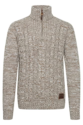 !Solid SDPankraz Herren Strickpullover Troyer Grobstrick Pullover mit Zopfstrickmuster Reißverschluss 100% Baumwolle Regular fit, Größe:XL, Farbe:Dune (5409) von !Solid