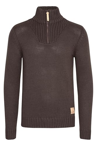 !Solid SDPetro Herren Strickpullover Troyer Grobstrick Pullover mit Troyerkragen Rippbündchen Label-Details Baumwollmischung Regular fit, Größe:M, Farbe:Coffee Bean Melange (8973) von !Solid