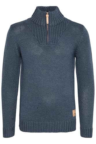 !Solid SDPetro Herren Strickpullover Troyer Grobstrick Pullover mit Troyerkragen Rippbündchen Label-Details Baumwollmischung Regular fit, Größe:M, Farbe:Insignia Blue Melange (8991) von !Solid
