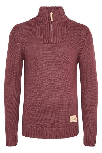 !Solid SDPetro Herren Strickpullover Troyer Grobstrick Pullover mit Troyerkragen Rippbündchen Label-Details Baumwollmischung Regular fit, Größe:M, Farbe:Wine Red Melange (8985) von !Solid