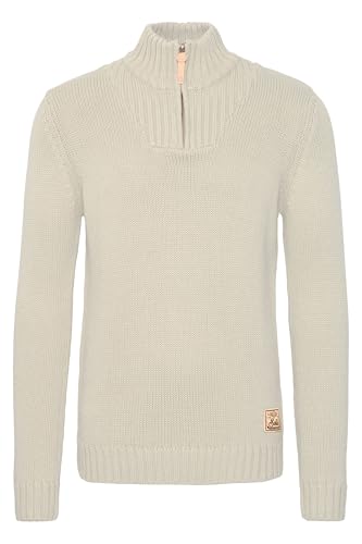 !Solid SDPetro Herren Strickpullover Troyer Grobstrick Pullover mit Troyerkragen Rippbündchen Label-Details Baumwollmischung Regular fit, Größe:S, Farbe:Oyster Grey (8215) von !Solid
