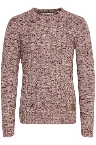 !Solid SDPhilemon Herren Pullover Strickpullover Grobstrick Pullover mit Zopfstrick Rundhalsausschnitt 100% Baumwolle Regular fit, Größe:M, Farbe:Wine Red Melange (8985) von !Solid