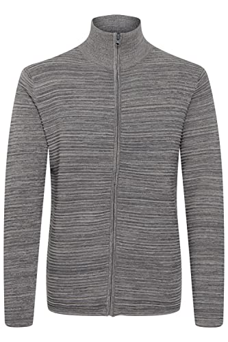 !Solid SDStruan Herren Strickjacke Cardigan Feinstrick mit Stehkragen und Reißverschluss Struktur Strick, Größe:L, Farbe:Grey Mel (7982363) von !Solid