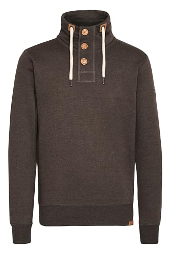 !Solid SDTripTroyer Herren Sweatshirt Troyer Pullover mit Stehkragen Knopfverschluss Reißverschluss Kordelzug Rippbündchen Baumwollmischung Regular fit, Größe:3XL, Farbe:Coffee Bean Melange (8973) von !Solid